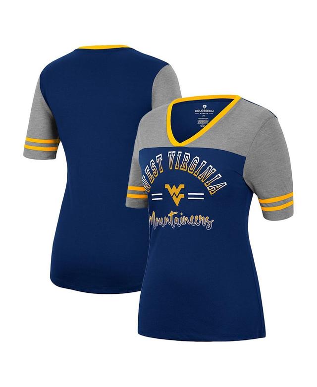 Womens Colosseum Navy West Virginia Mountaineers There You Are V-Neck T-shirt - Navy Product Image