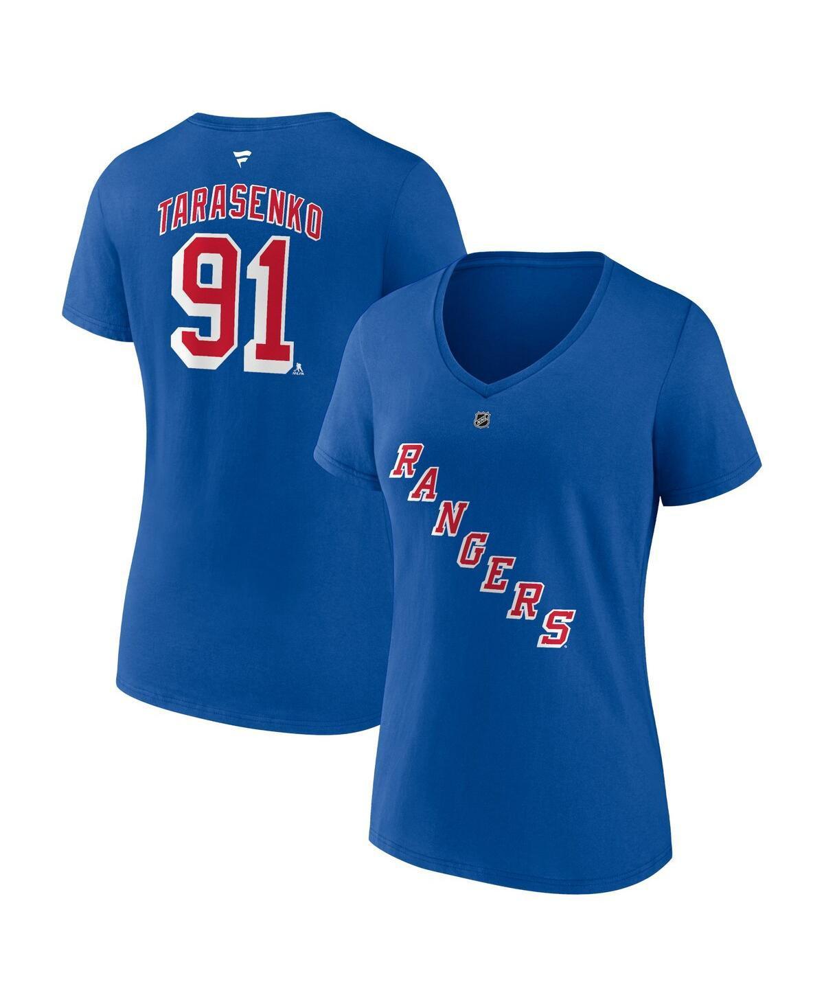 Womens Fanatics Vladimir Tarasenko Royal New York Rangers Authentic Stack Name and Number V-Neck T-shirt Product Image