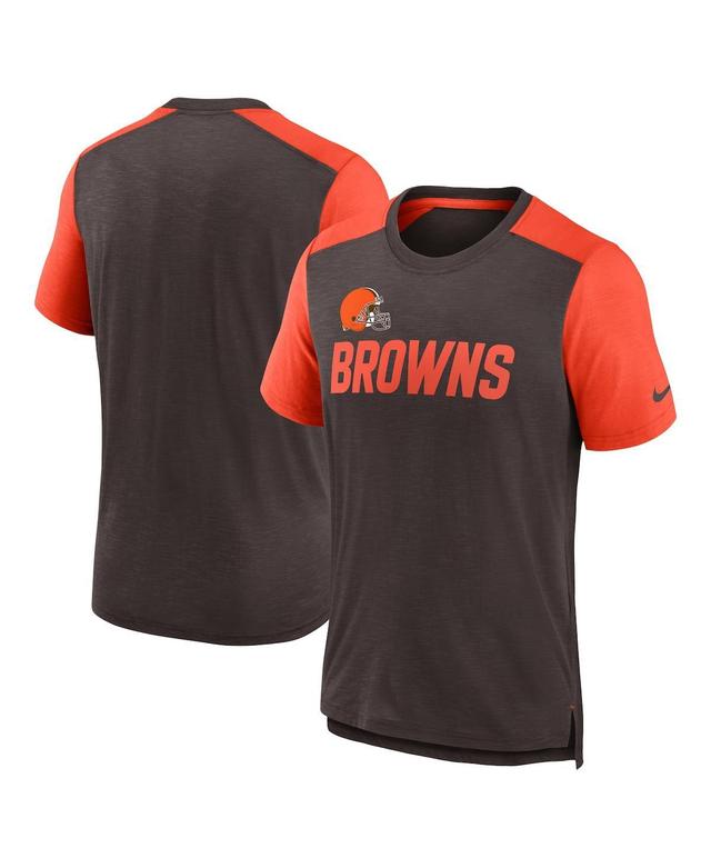 Mens Nike Heathered Brown Cleveland Browns Color Block Team Name T-shirt - Heathered Brown Product Image