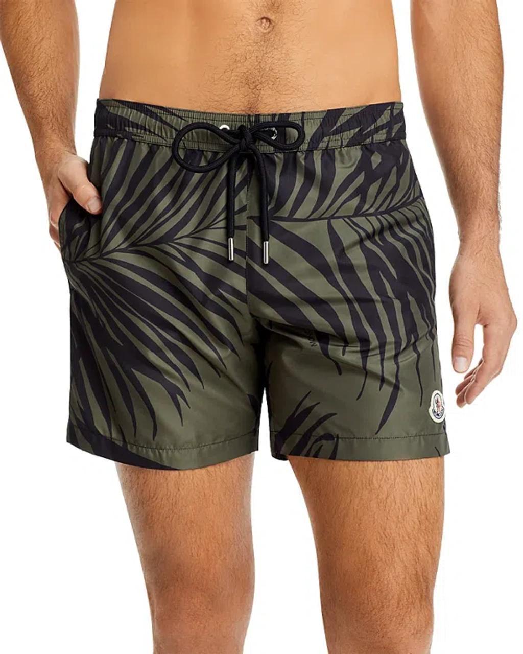 MONCLER Palm Tree-print Swim Shorts In Green Product Image