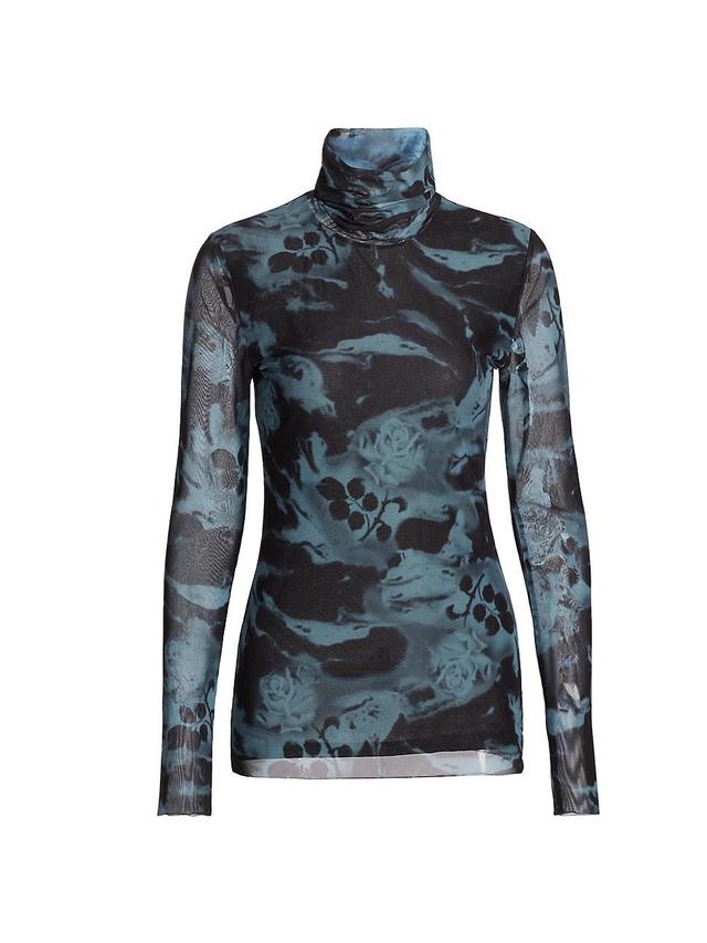 Womens Printed Mesh Turtleneck Product Image