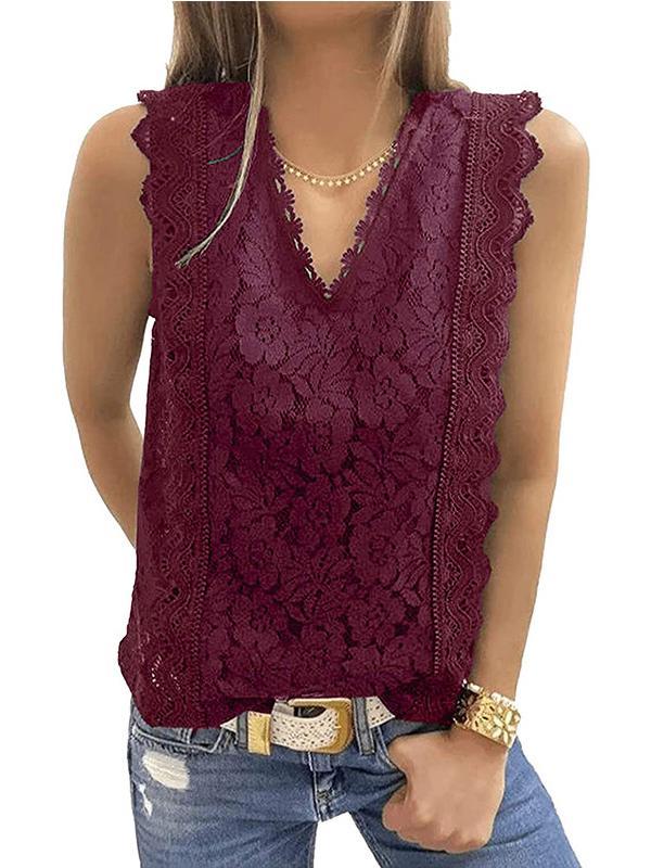 Original Lace Solid Color Loose Vest Top Product Image