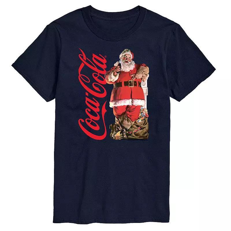 Big & Tall Coca-Cola Vintage Santa Graphic Tee, Mens Blue Product Image