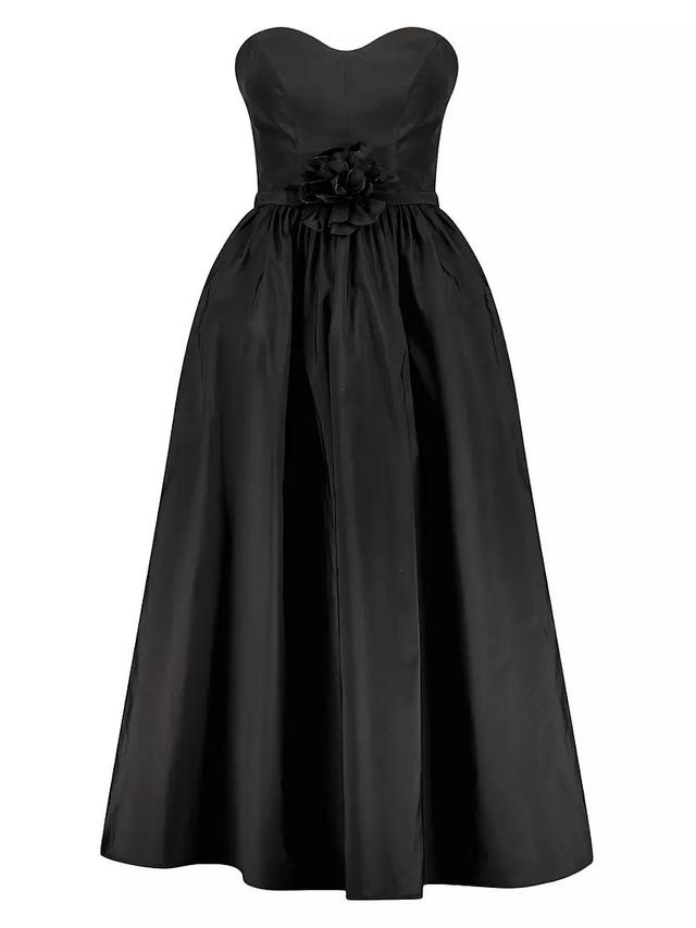 Appliquéd Faille Fit & Flare Midi-Dress Product Image