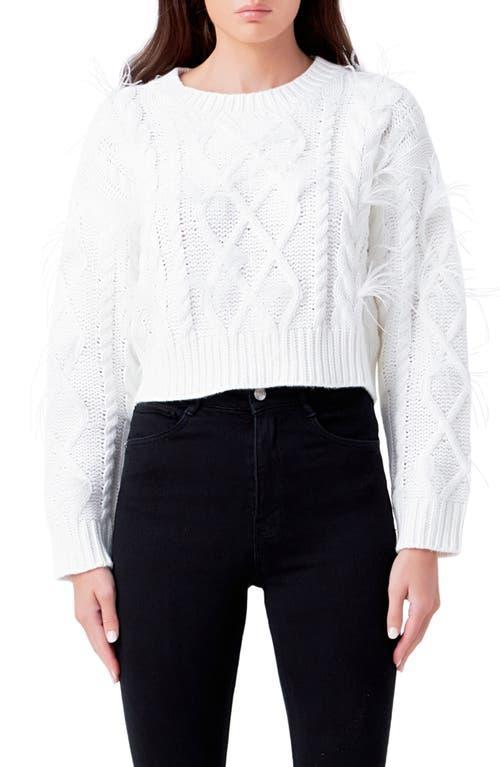 Endless Rose Feather Trim Crop Sweater Product Image