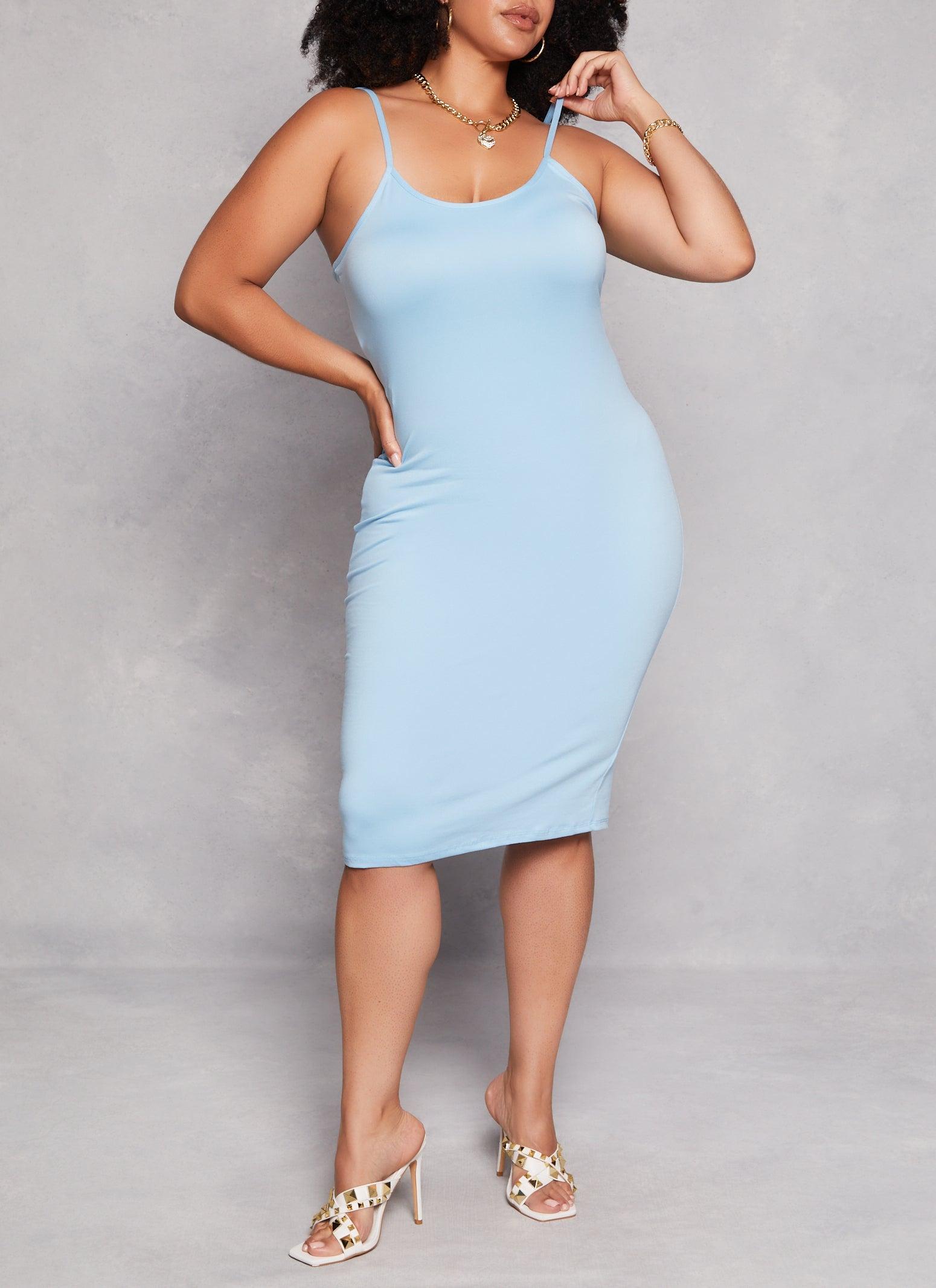 Womens Plus Size Basic Scoop Neck Cami Midi Dress Product Image