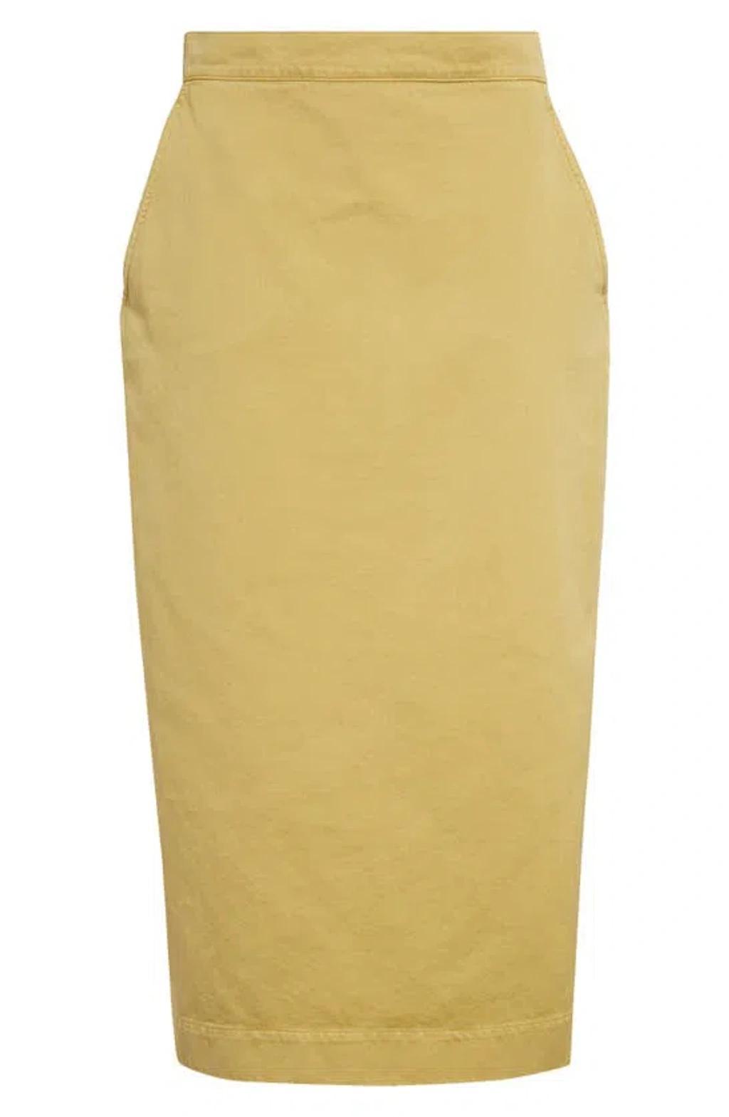 Denver Cotton Twill Pencil Skirt In Senape Product Image