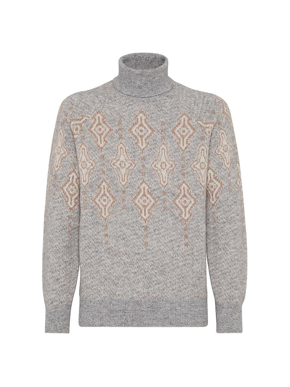 Mens Geometric Jacquard Turtleneck Sweater Product Image