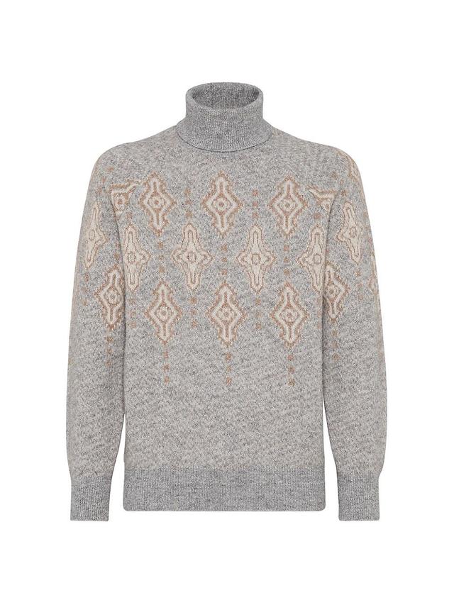 Mens Geometric Jacquard Turtleneck Sweater Product Image