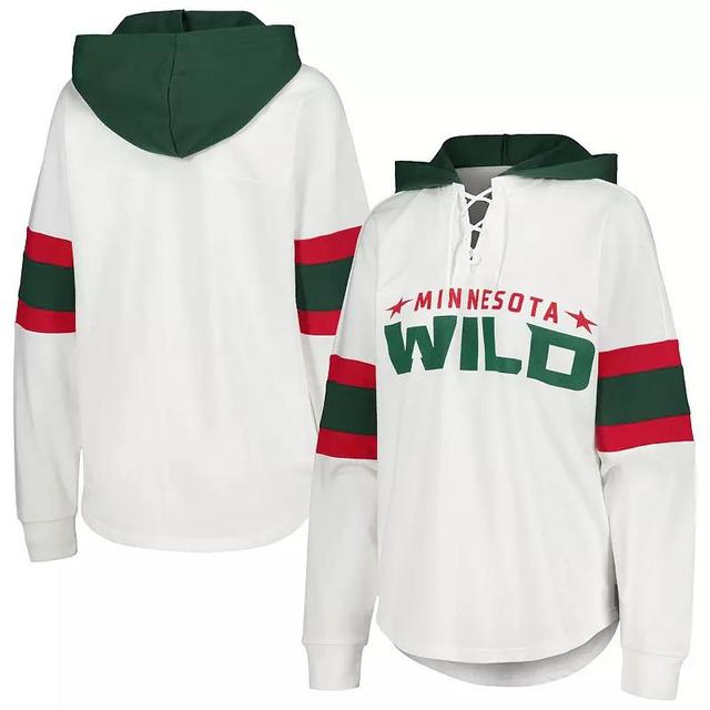 Womens G-III 4Her by Carl Banks /Green Minnesota Wild Goal Zone Long Sleeve Lace-Up Hoodie T-Shirt Product Image