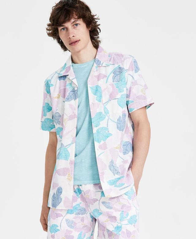 Sun + Stone Mens Archie Regular-Fit Leaf-Print Button-Down Camp Shirt, Created for Macys Product Image