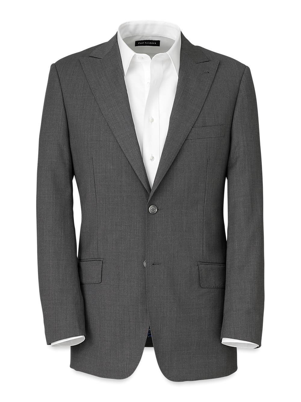 Classic Fit Essential Wool Double Breasted Peak Lapel Suit Jacket - Black Product Image