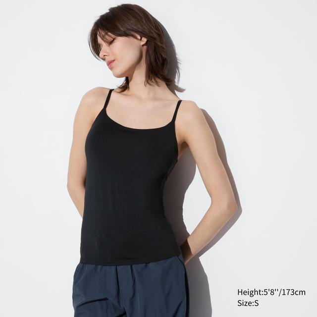 Womens Airism Bra Camisole with Moisture-Wicking Black XS UNIQLO US Product Image