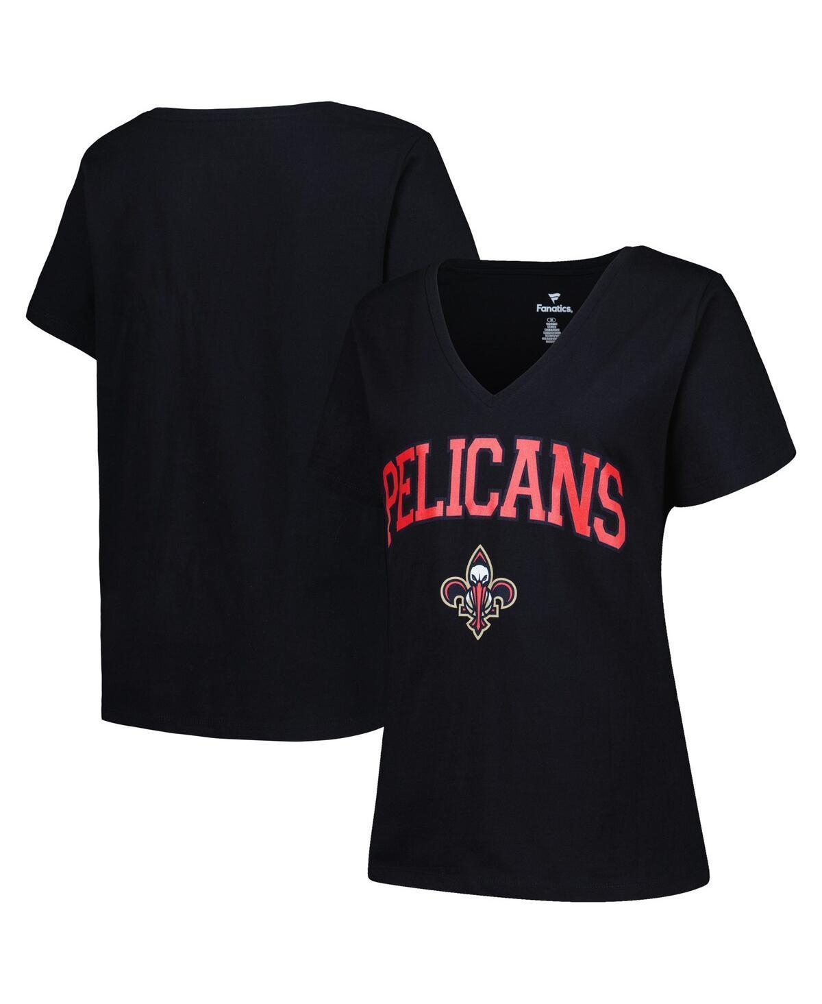 Womens Profile Black New Orleans Pelicans Plus Size Arch Over Logo V-Neck T-shirt Product Image