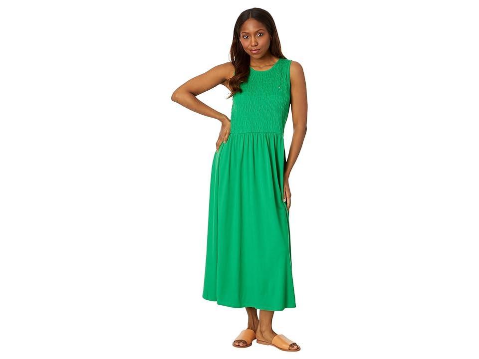 Tommy Hilfiger Sleeveless Smocked Dress (Fern) Women's Clothing Product Image