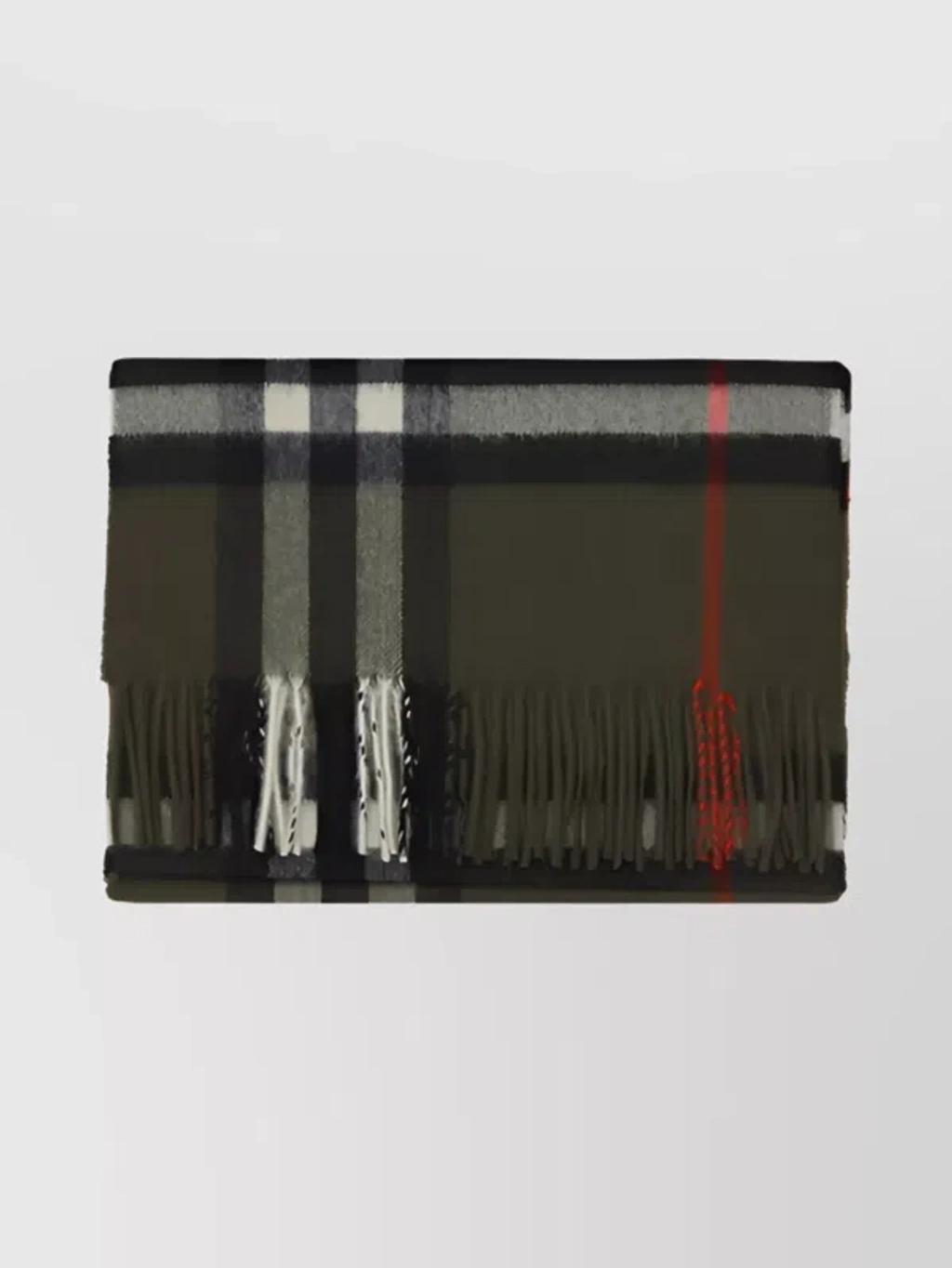 Cashmere Checked Scarf Fringed Edges In Black product image