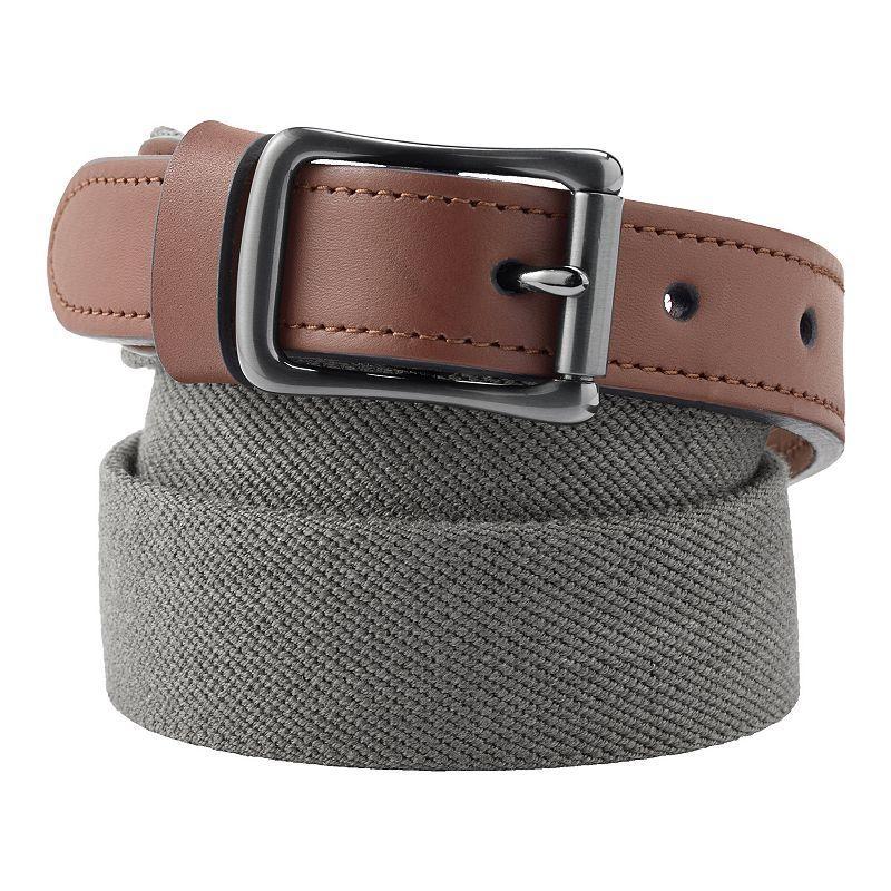 Big & Tall Lands End Elastic Surcingle Leather Trim Belt Green Moss Product Image