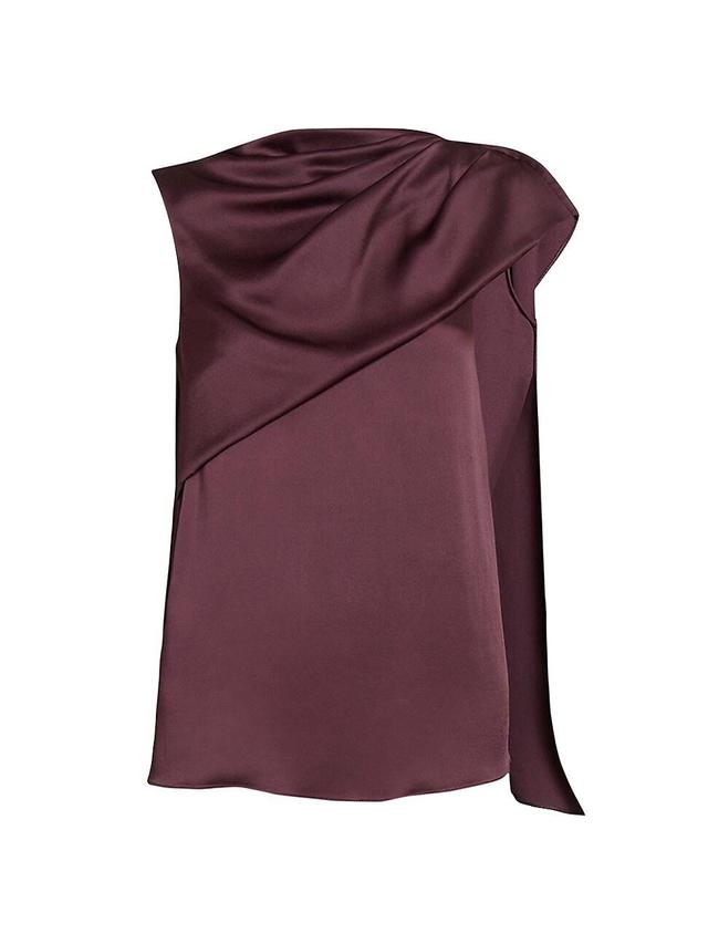 Womens Satin Asymmetric Draped Blouse Product Image