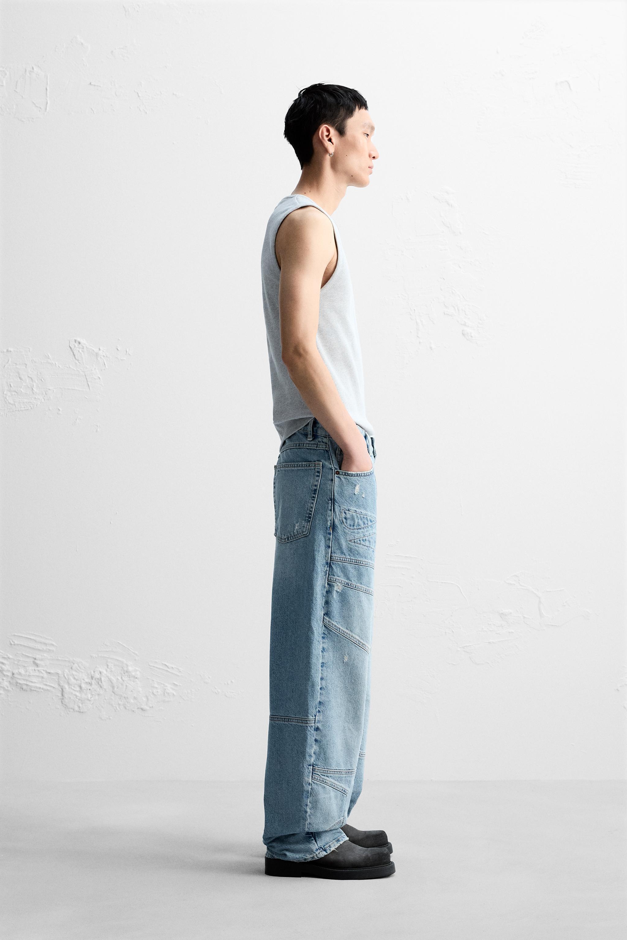 BARREL FIT JEANS WITH SEAMS Product Image