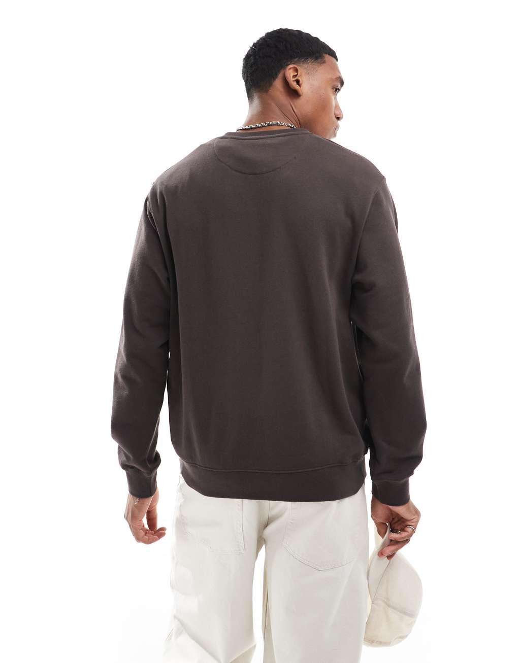 Jack & Jones oversized crew neck sweatshirt in chocolate brown Product Image