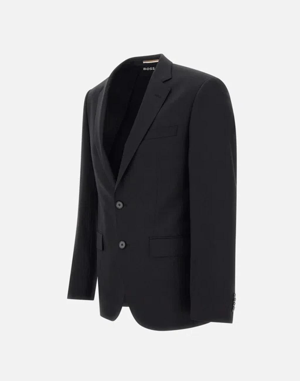 HUGO BOSS Lapels Slim Fit Wool Blazer In Black Product Image