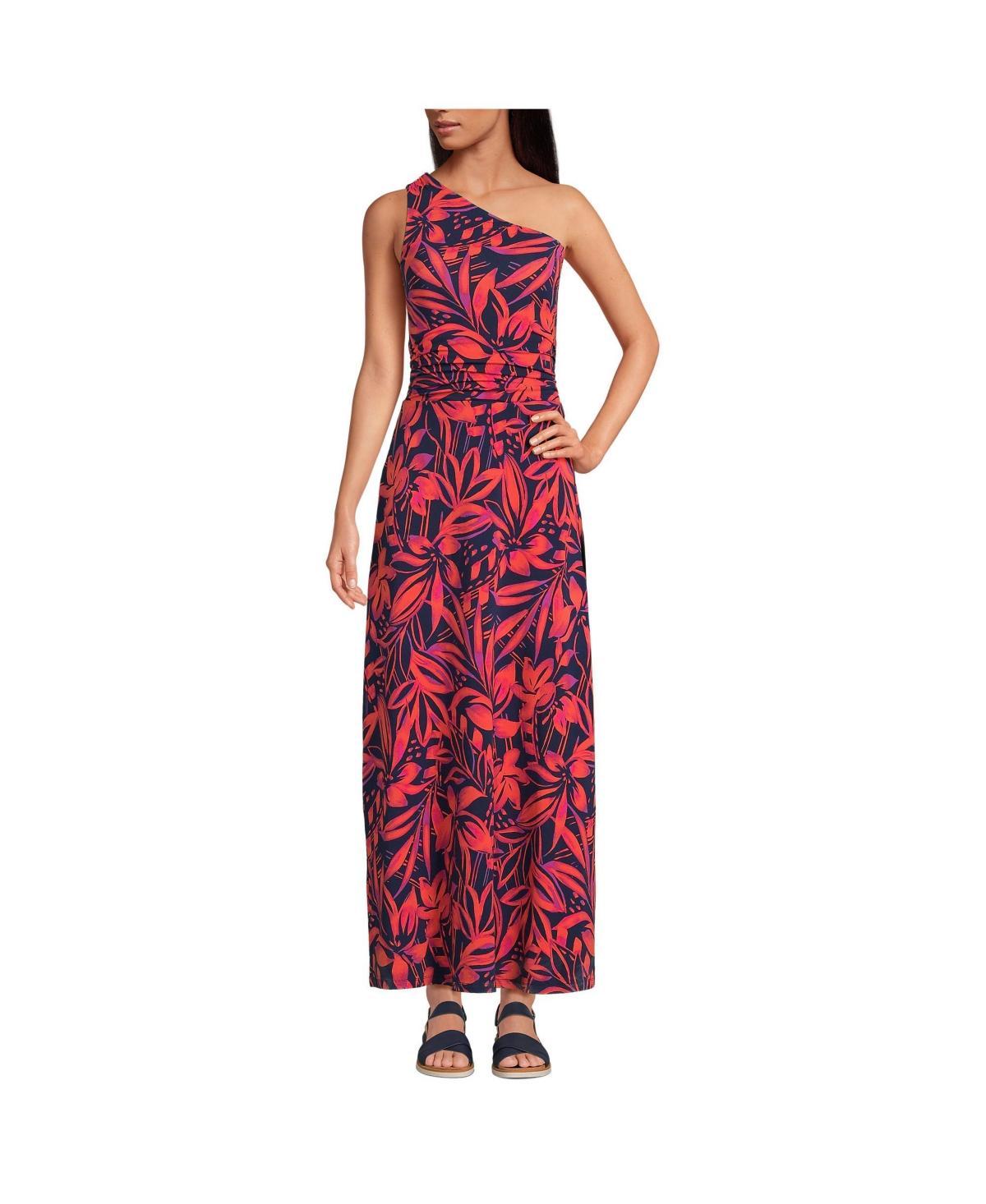 Lands End Womens One Shoulder Fit and Flatter Maxi Dress product image