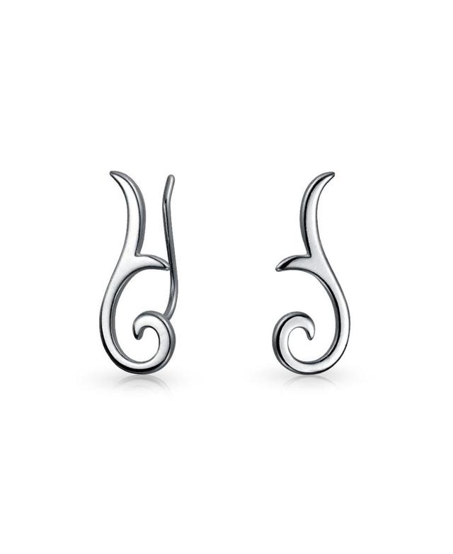 Minimalist Geometric Tribal Scroll Ear Pin Crawlers Climbers Earrings For Women For Teen.925 Sterling Silver Product Image