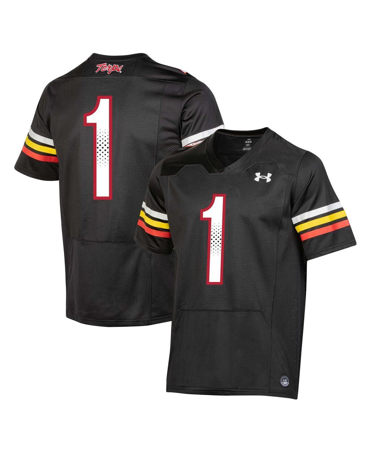 Mens Under Armour #1 Black Maryland Terrapins Replica Football Jersey - Black Product Image