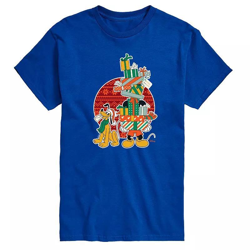 Disneys Mickey & Pluto Big & Tall Presents Graphic Tee, Mens Blue Product Image