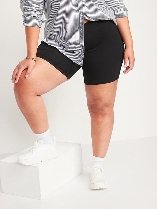 High-Waisted Jersey Biker Shorts -- 6-inch inseam Product Image