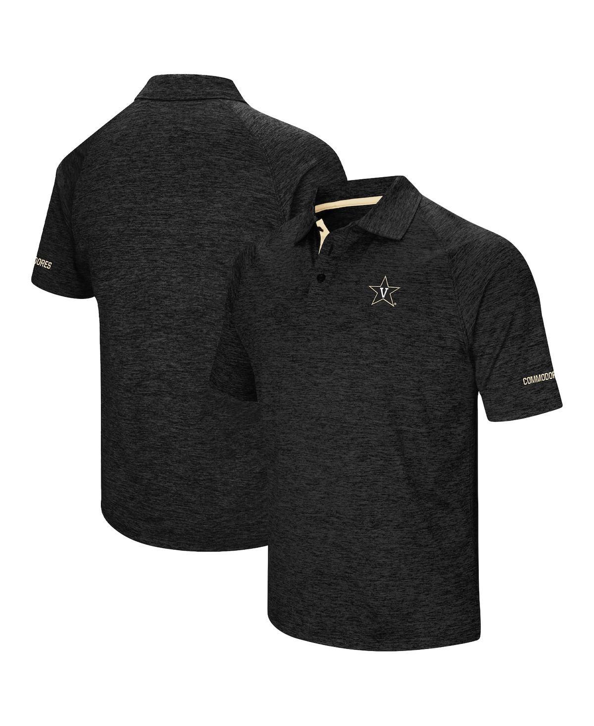 Mens Colosseum Black Vanderbilt Commodores Down Swing Raglan Polo Shirt Product Image