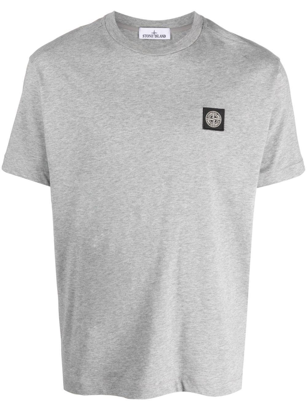 Logo-patch Cotton T-shirt In Grey Product Image