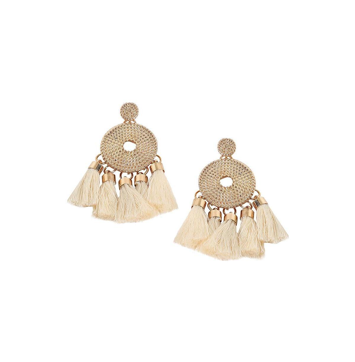 Sohi Womens Gold Tassel Drop Earrings Product Image