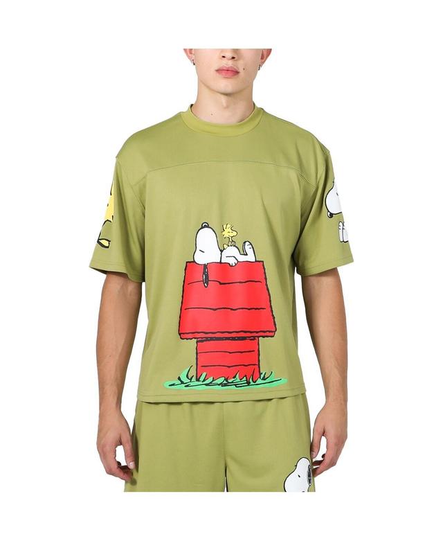 Mens Dumbgood Olive Peanuts Snoopy Mesh Jersey - Olive Product Image