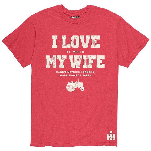 Mens Love My Wife Tee Grey Red Product Image