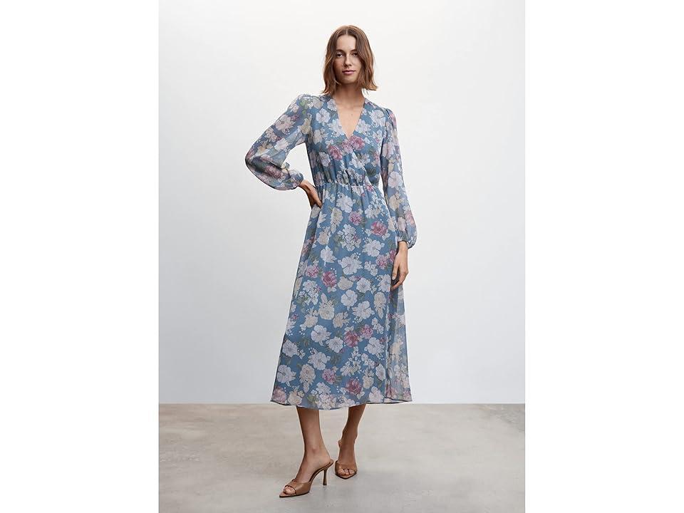 MANGO - Floral chiffon dress - 6 - Women Product Image