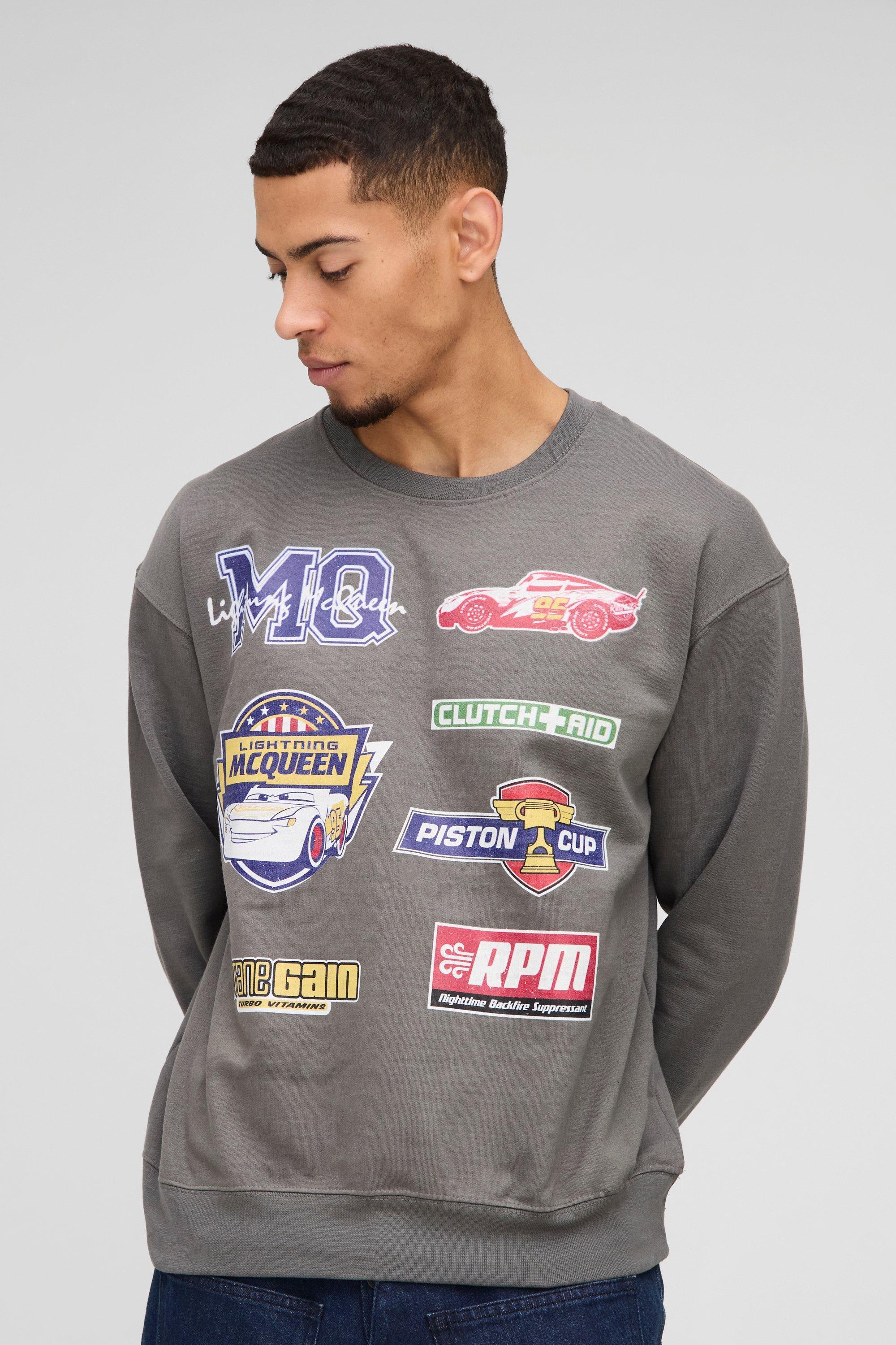 Pixar Cars Varsity License Print Sweatshirt | boohooMAN USA Product Image