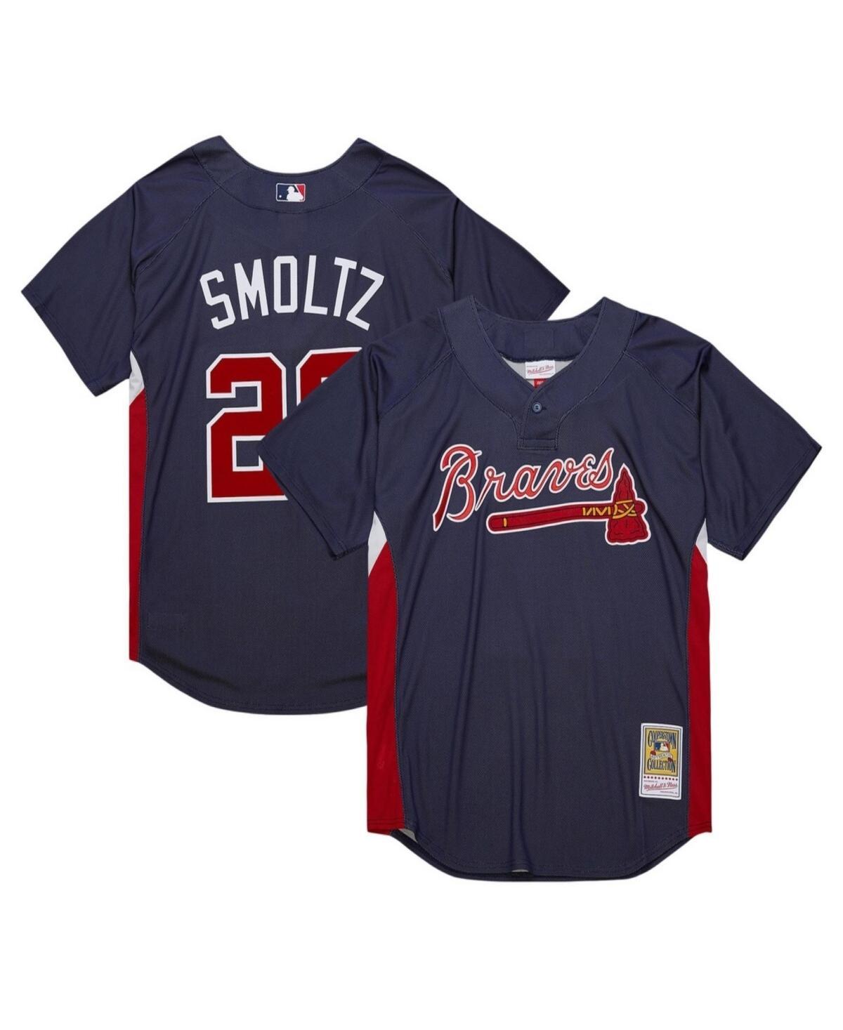 Mens Mitchell & Ness John Smoltz Atlanta Braves Cooperstown Collection Mesh Batting Practice Jersey Blue Product Image