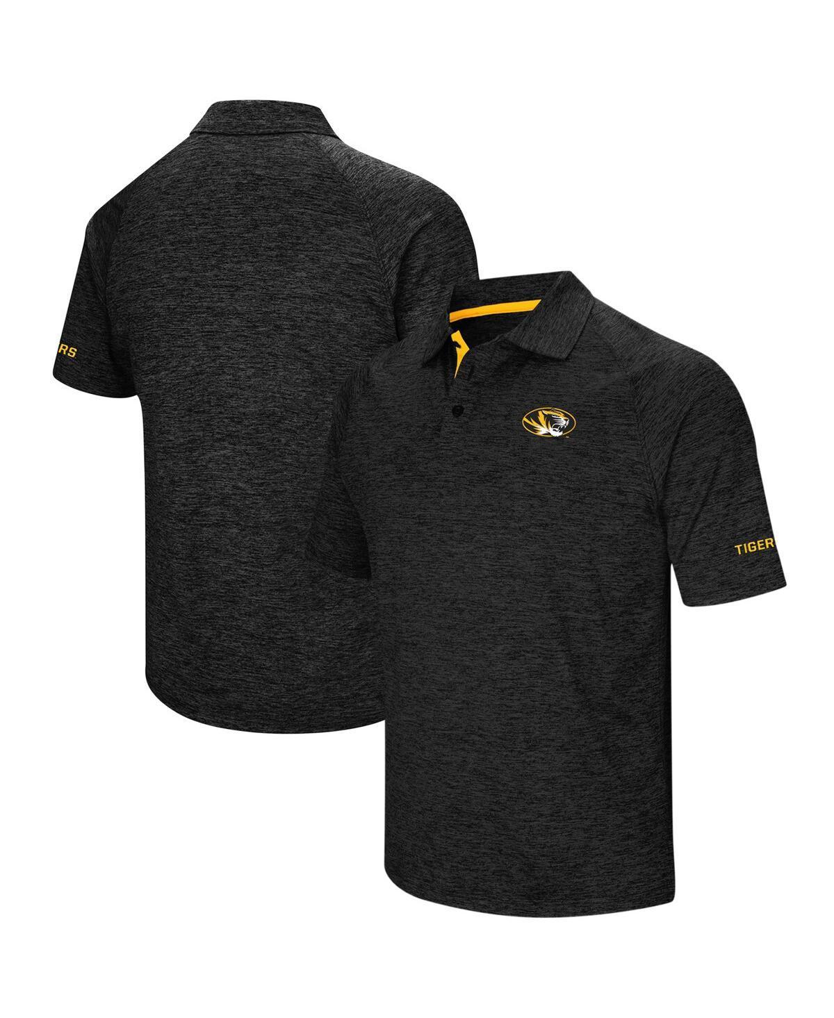 Mens Colosseum Heathered Black Missouri Tigers Down Swing Raglan Polo Product Image