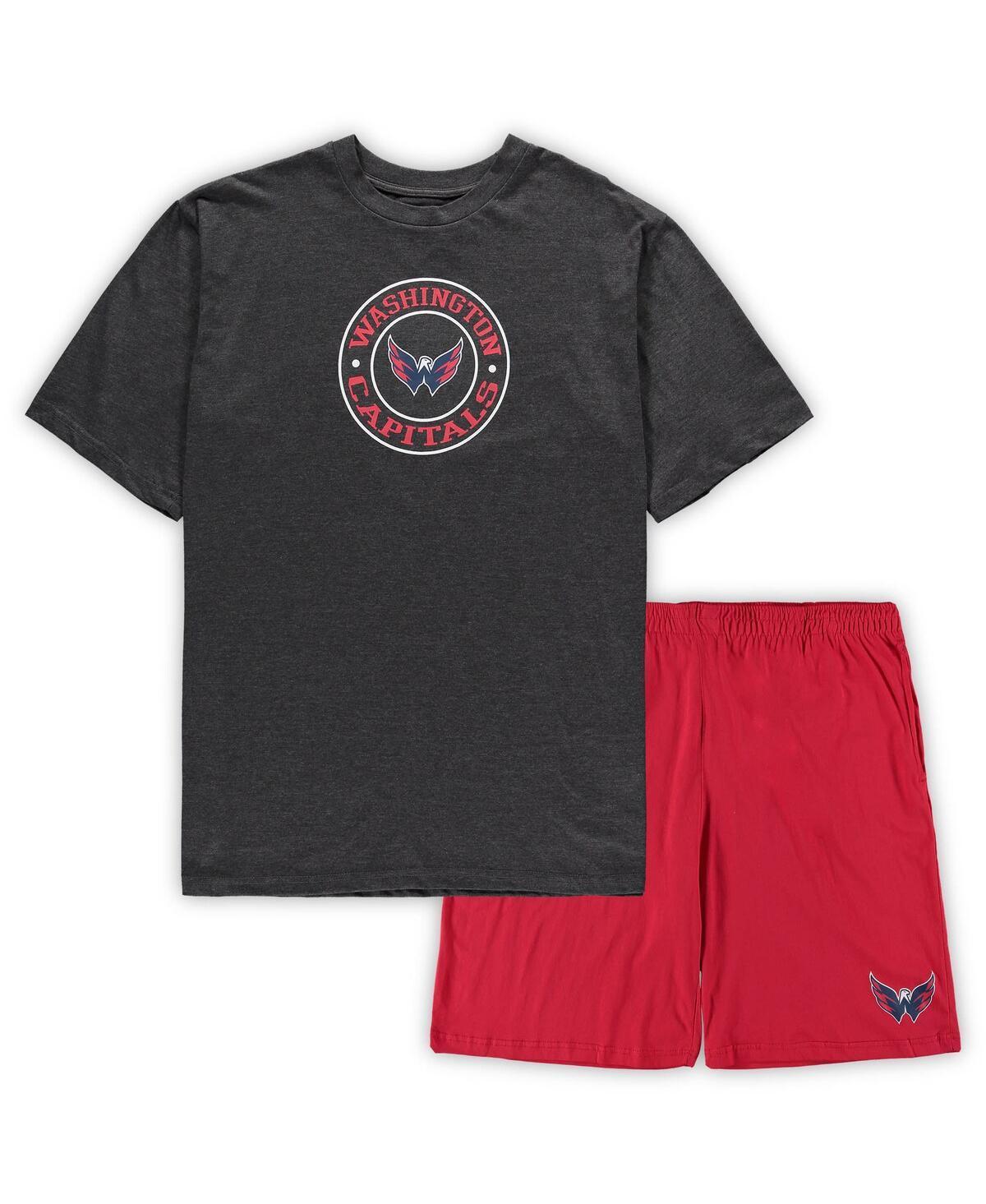 Mens Concepts Sport /Heathered Charcoal Washington Capitals Big & Tall T-Shirt & Shorts Sleep Set Product Image