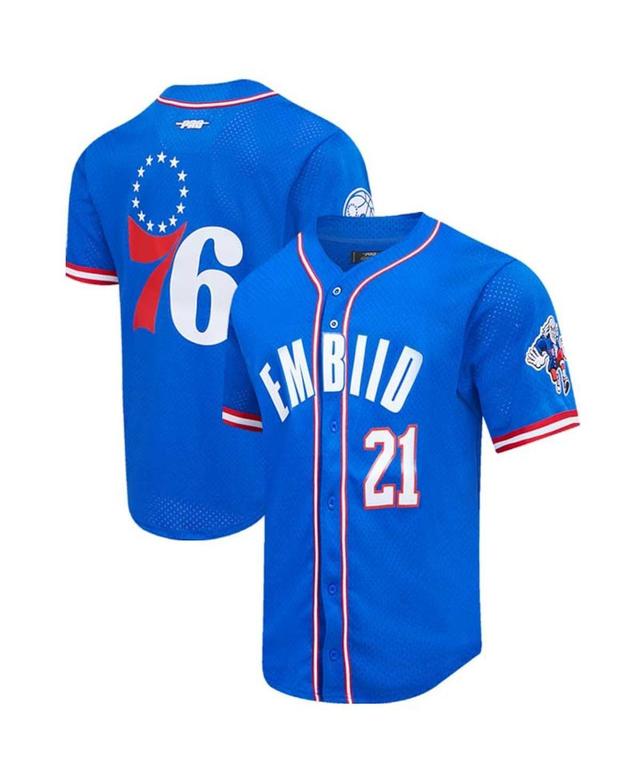 Mens Pro Standard Joel Embiid Royal Philadelphia 76ers Capsule Player Baseball Button-Up Shirt Product Image