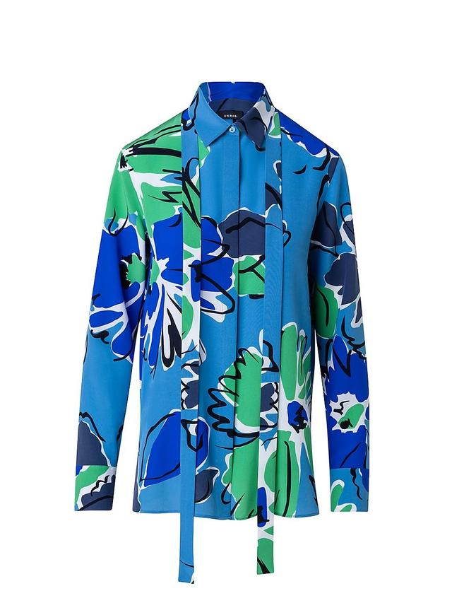 Akris Abraham Floral Print Silk Crepe Button-Up Shirt Product Image