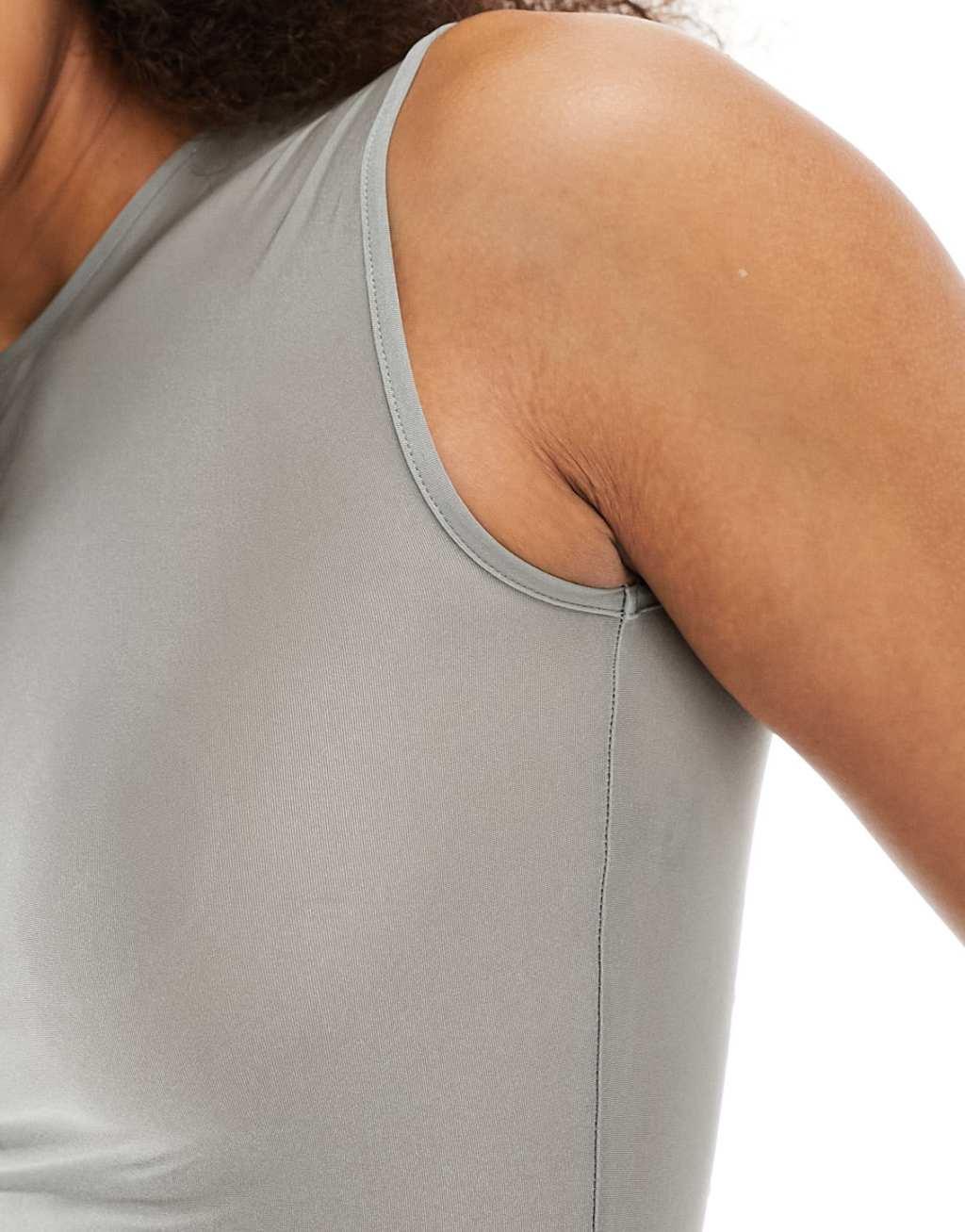 Weekday Klara semi sheer tank top in gray Product Image