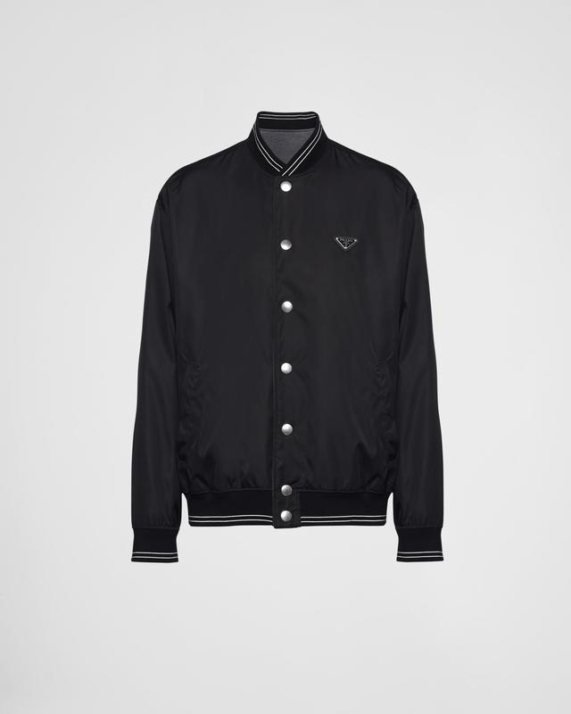 Reversible Re-Nylon and cotton fleece bomber jacket Product Image