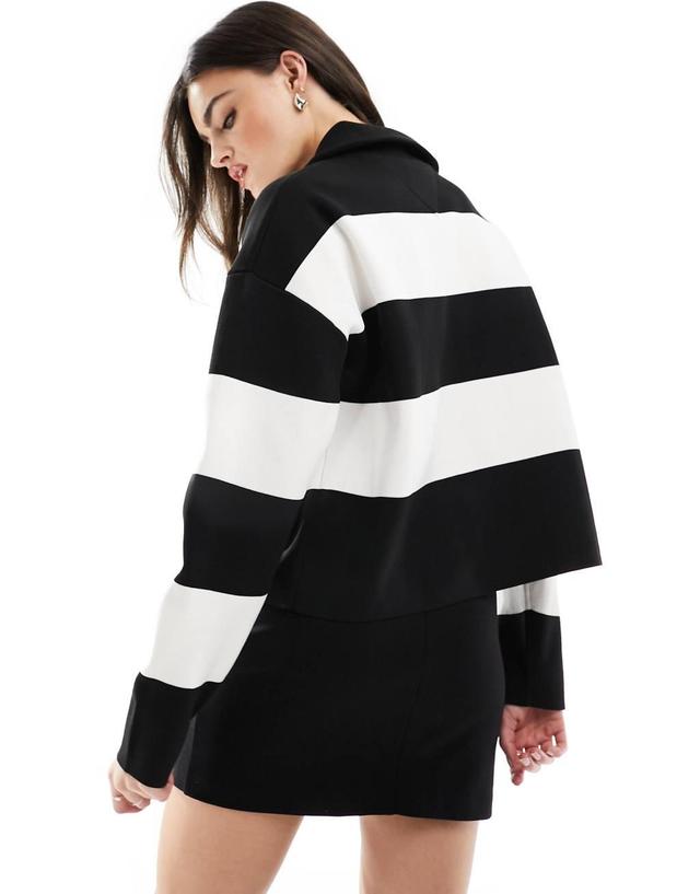 Tommy Jeans half zip color block sweater in black Product Image