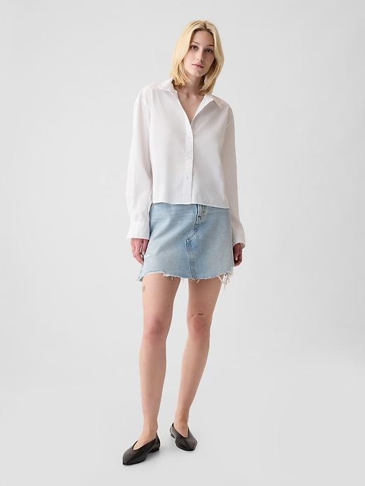 100% Linen Cropped Shirt Product Image