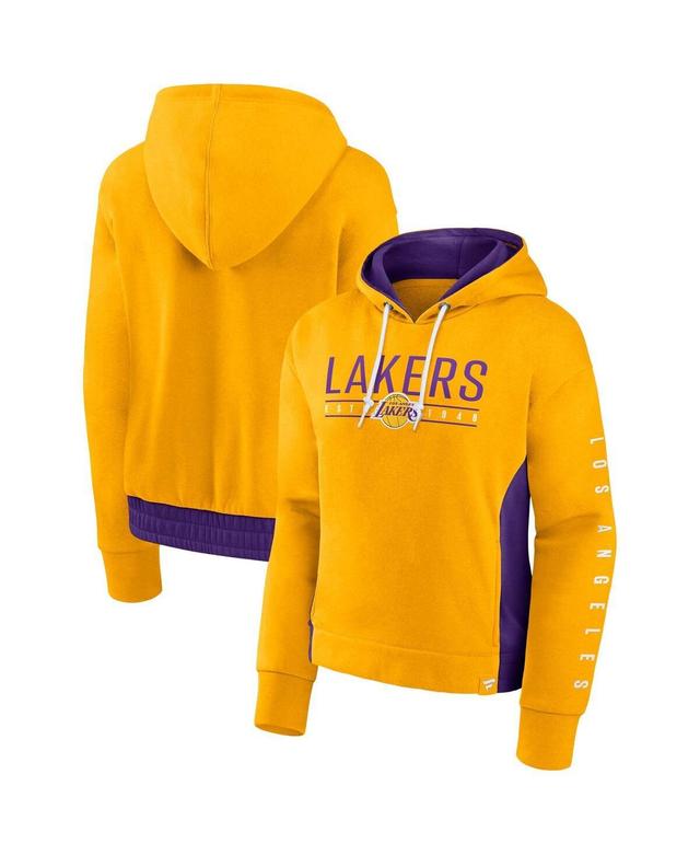 Womens Fanatics Branded Los Angeles Lakers Iconic Halftime Colorblock Pullover Hoodie Product Image