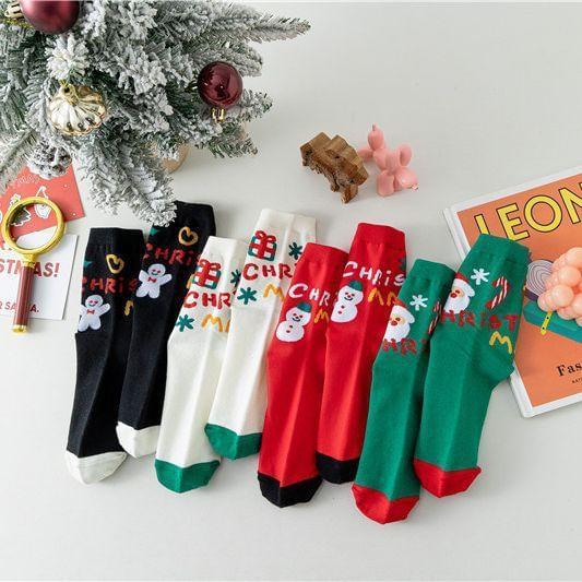 Christmas Cartoon Print Socks Product Image