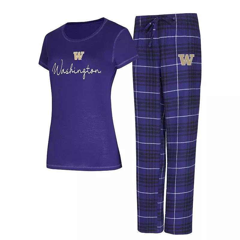 Womens Concepts Sport Washington Huskies Vector T-Shirt & Flannel Pants Sleep Set Product Image