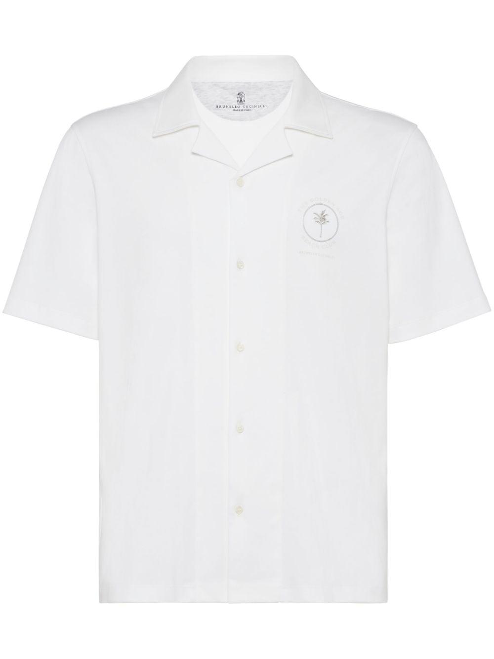 Logo-print Cotton Shirt In White Product Image